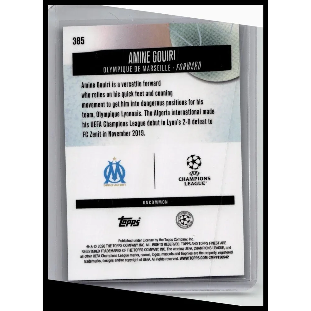 2025-26 Finest UEFA Amine Gouiri #385 Blue Refractor #/150
